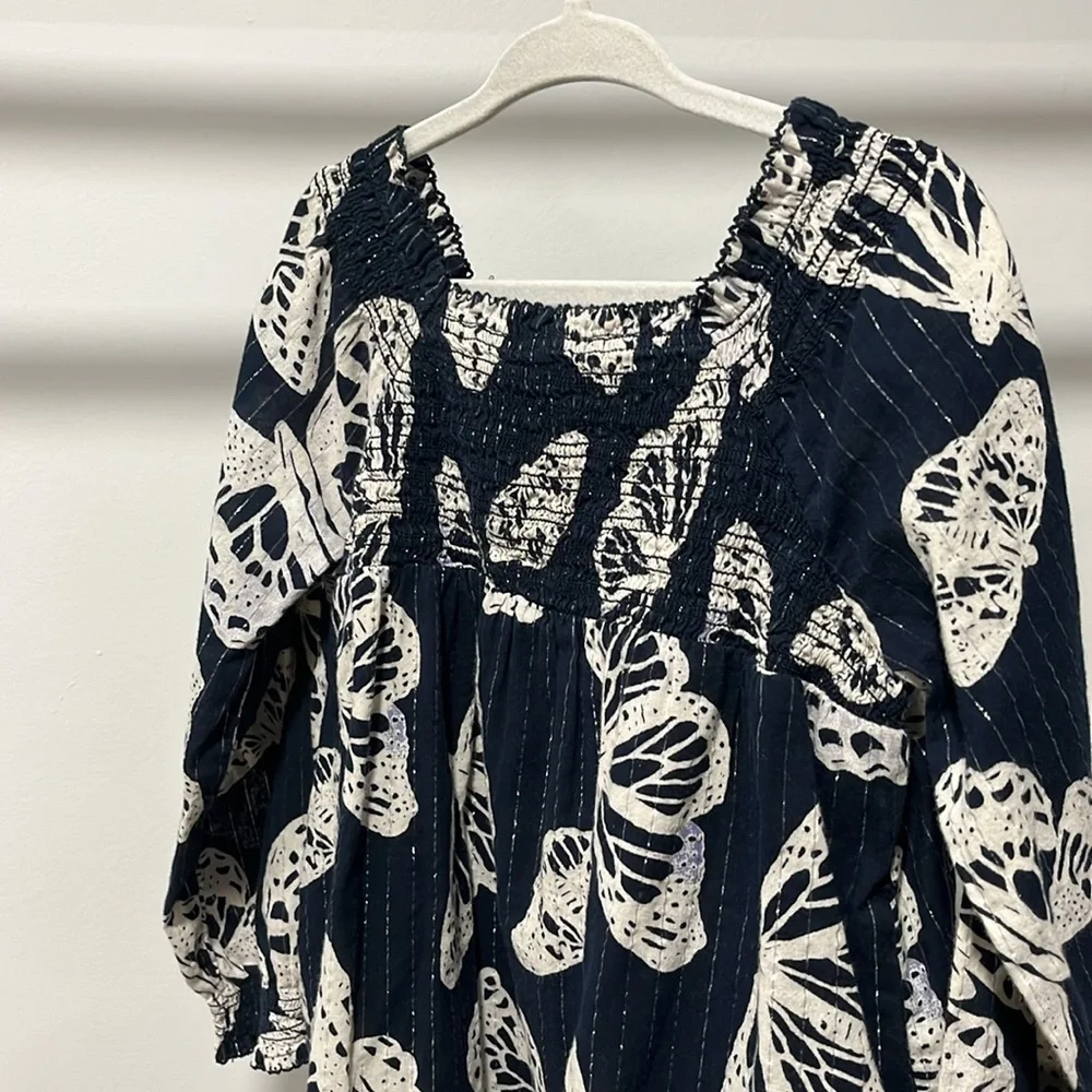 GAP Navy and White Butterfly Print Casual Kids Dress 4t